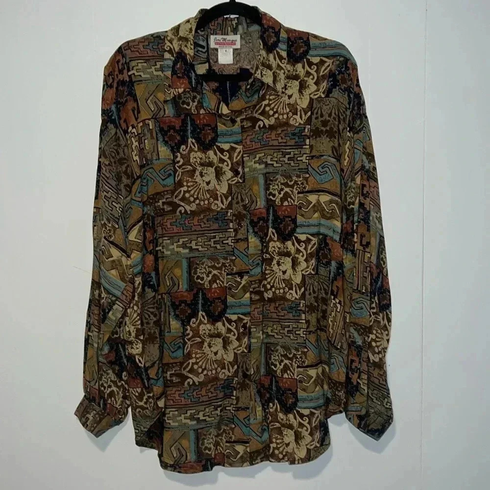 Vintage Jeri Marque by C’Mon Sportswear Long Sleeve Women's Button Up Blouse